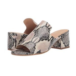 Kaanas Snakeskin Heeled Mules